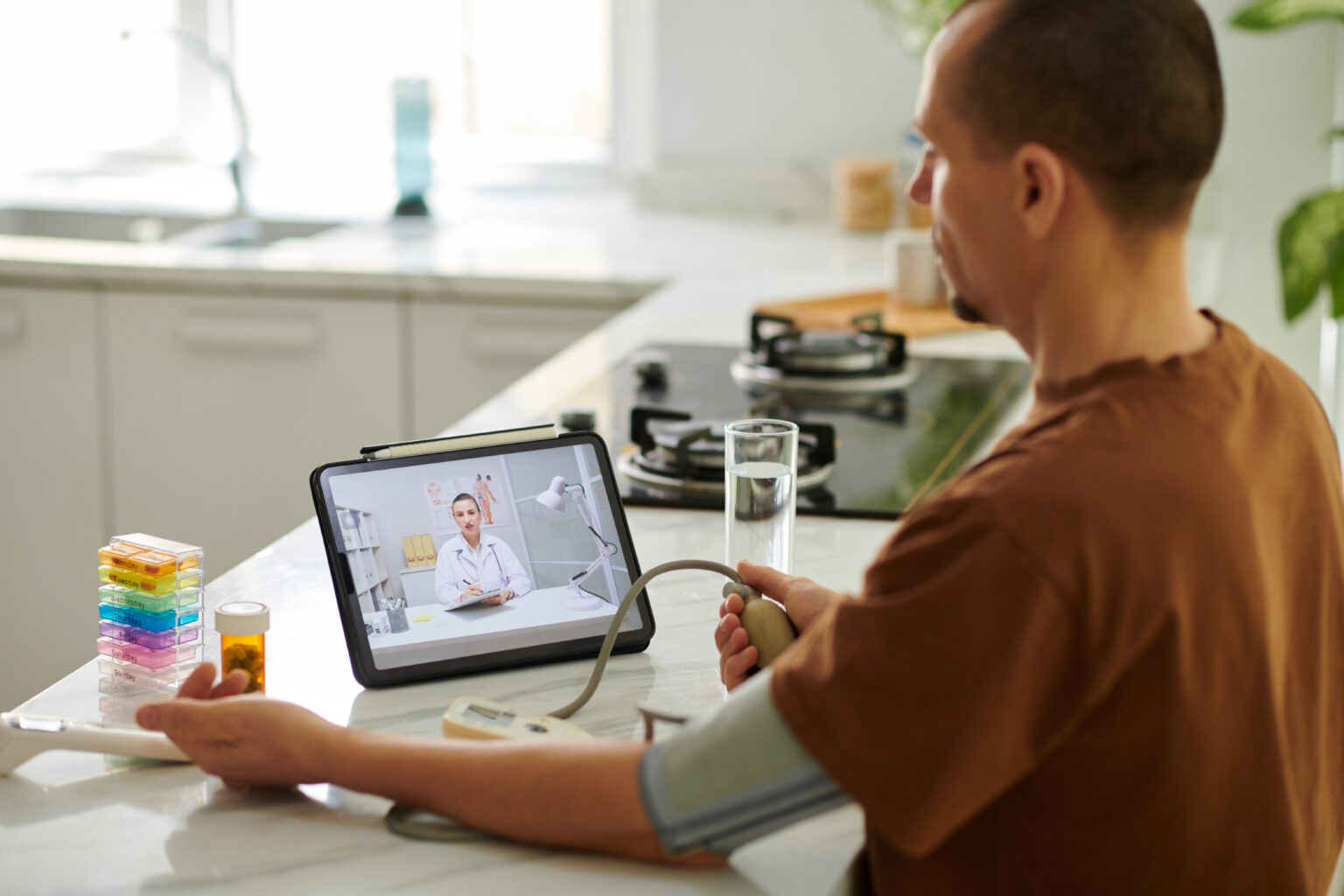 Sick Man Measuring Blood Pressure